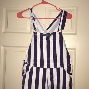 Purple / white Game Bibs stripe gameday overalls